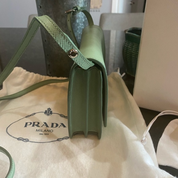 Prada Saffiano Wallet on a Chain in Aquamarine - Picture 4 of 11